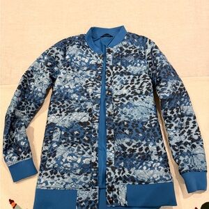 The North Face Blue and Black Patterned Bomber Jacket